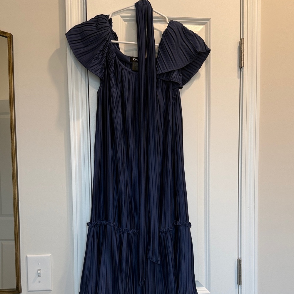 DKNY Pleated Navy Dress